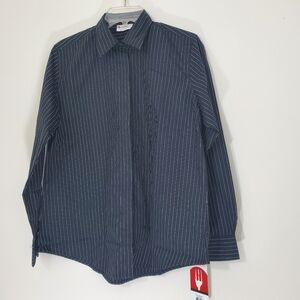 ChefWorks Black Pinstrip Shirt, Size Large